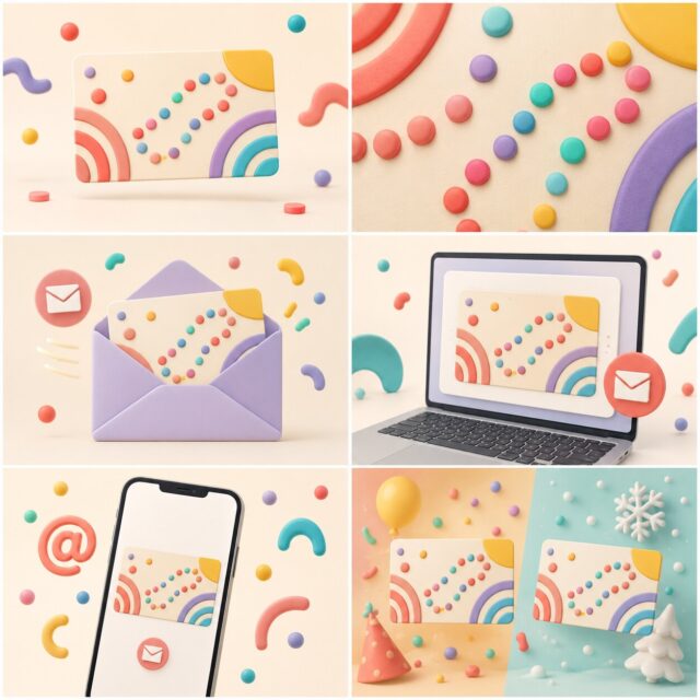 Sofi’s Bracelets digital gift card shown in six colorful launch-art scenes