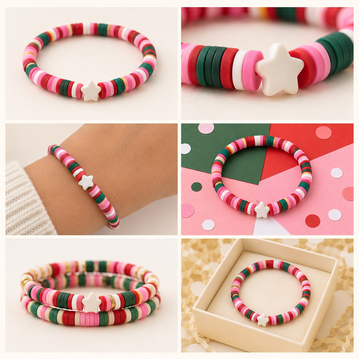 Jingle Sprinkle bracelet shown in six colorful styled scenes