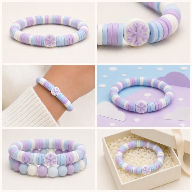 Snow Day Sparkle bracelet shown in six colorful styled scenes
